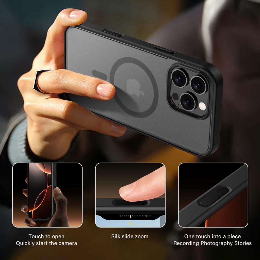 IPAKY For iPhone 16 Pro Max Magnetic Case Shockproof TPU+PC Matte Phone Back Cover