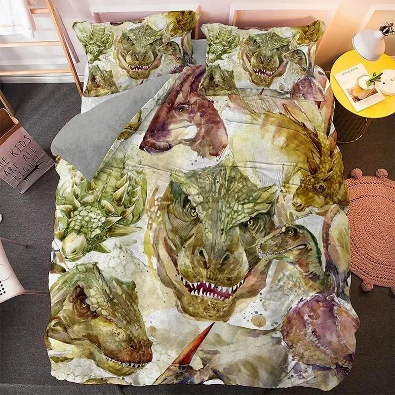 Cartoon Dinosaur Bedding Set Duvet Cover Sheet Printed Bed Set Pillowcase Bed Full Queen King Size Comforter Bedroom