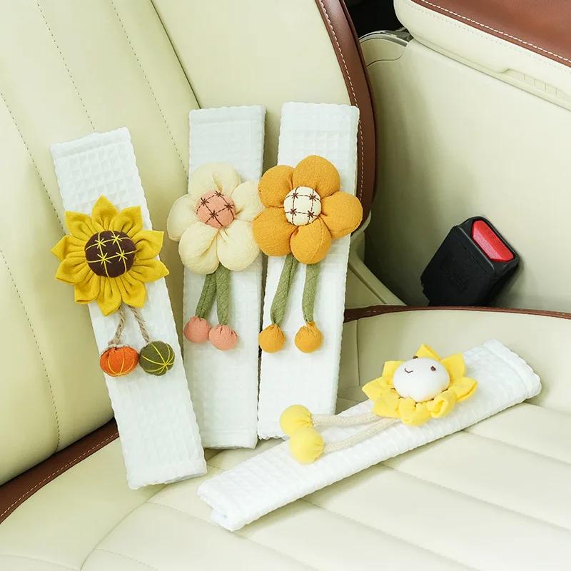 Car Seat Belt Cover Cute Sunflower Strangler Seatbelt Cover Creative Harness Cover Seat Belt Accessories Cute Car Accessories