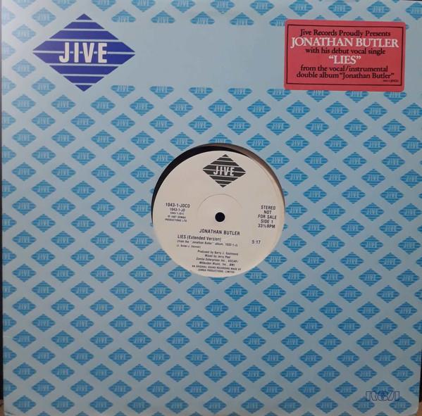 

12inch Record JONATHAN BUTLER Lies 10431JDCDPROMO Jive 1987 Canada Jazz Used
