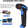 WoneNice Barcode Scanner Wireless 2-in-1 (2.4Ghz Wireless+USB 2.0 Wired) Handheld Bar Code Scanner Reader (Blue)