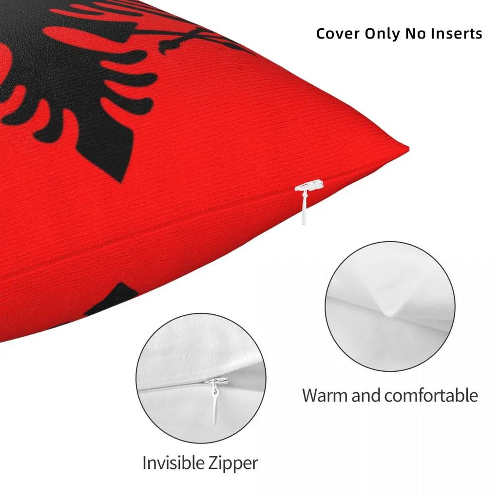 Albanian Flag Pillow Cover Red Cushion Cover Custom Pillow Case Funny Pillowcases For Sofa Home Decorative