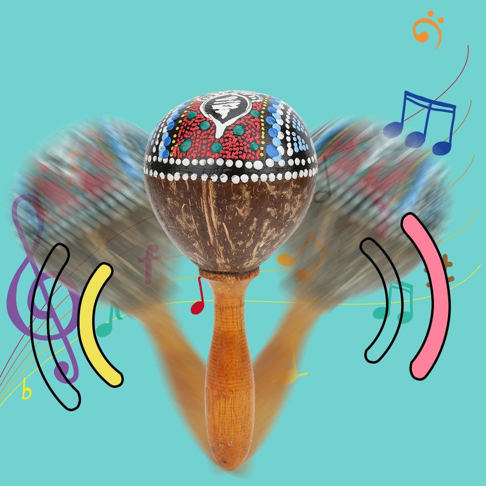 Sand Hammer Coconut Shell Art Portable Handheld Toy Musical Instrument AccessoriesCoconut Shell and
