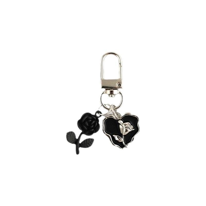 Heart Rose Keychain Car Decors Accessory Fashion Bag Pendant Unisex Key Holder Car Decorative Charm Suitable for Key Bag