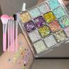Meerjungfrau Pailletten Lidschatten Palette mit Perlmutt Glitzer & Selbstklebenden Strass Schmetterling Gesichtsklebern.