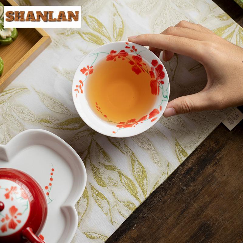 120ml Hand-painted Butterfly Orchid Teacup Traditional Tea Bowl Mug Tea-tasting Personal Cup Chazhan Master Cups Tea Services