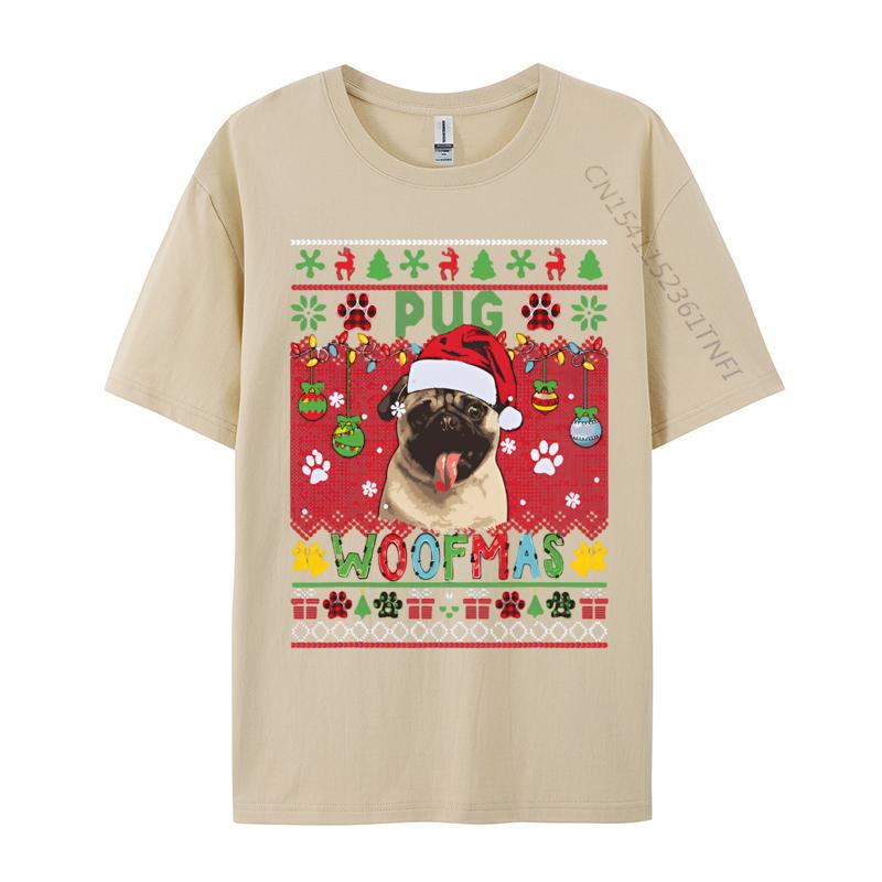 Pug Christmas Woof Santa Pug Matching Tshirt Graphic T Shirts 100 Cotton Breathable Tshirt Free Shippping Clothes