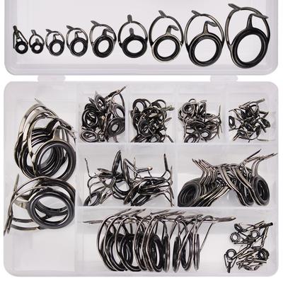 85PCS/SET Fishing Rod Guide Tip Repair Kit Set DIY Eye Rings Stainless Steel Frames Ceramics Guide Ring