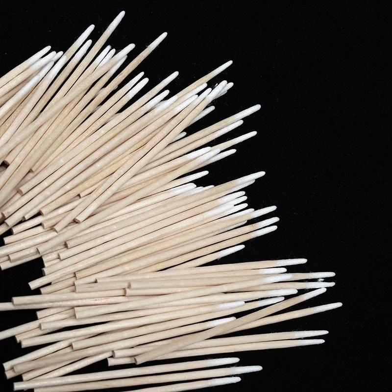 300Pcs Nails Wood Cotton Swab Clean Sticks Nail Polish Remover Art Tools Wooden Cotton Head Manicure Corrector Nail Polish Tool
