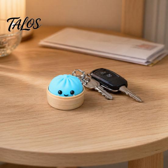 Anxiety Relief Keychain Press Button Keychain, Steamed Bun Decompression Toy with Smiling Face Pattern, Soft Squishy Slow Rebound Feel Portable