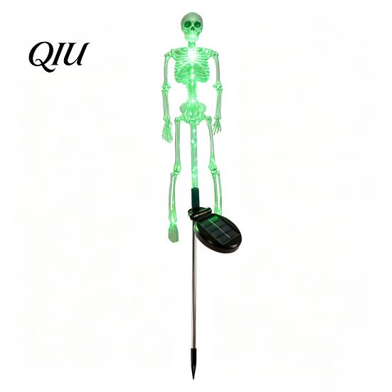 Halloween Trick or Treat Route Lighting 3D Skeleton Solar Garden Lamp, Spooky Human Pathway Waterproof Lawn Stakes for Cemetery Lights, Resin Outdoor