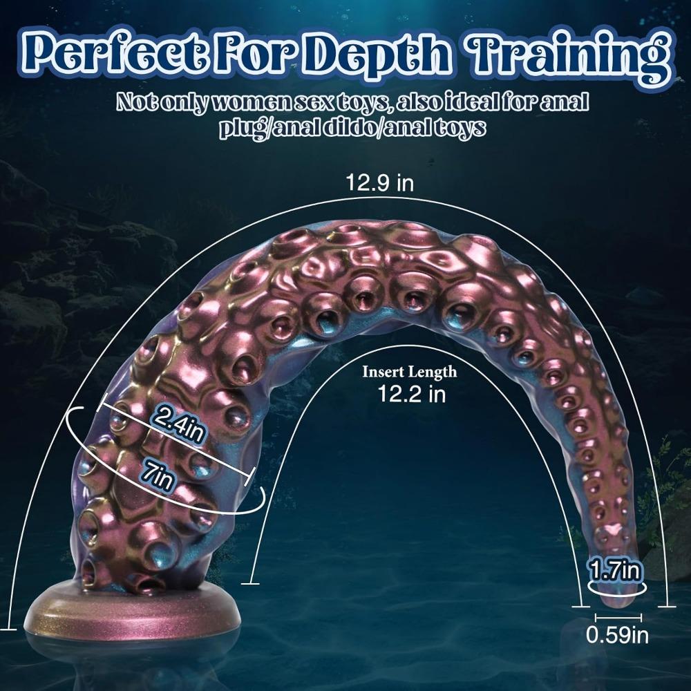 Realistic Tentacle Dildo 12.9" Silicone Anal Toy with Suction Cup - G-Spot & P-Spot Stimulator, Monster Dildo for Prostate Massage