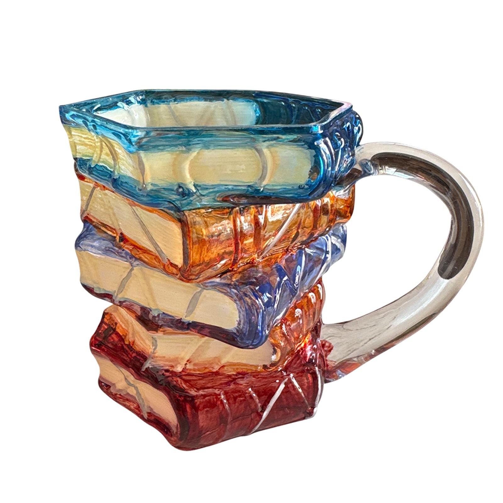 

Book Coffee Mug Cappuccino Mug Colorful 3D Library Book Mug Shelf Mug Milk Cup Tea Cup Resin Glass Coffee Cup Kitchen Mug 301-400ml