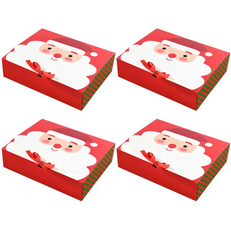 4Pcs Christmas Gift Box Santa Claus Large Cookie Snack Cake Packaging Box Xmas Noel Navidad Kids Gift Home Decor 2025 New Year