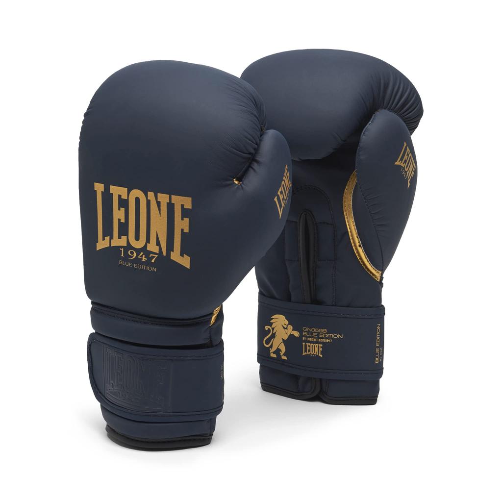 LEONE 1947 Boxing Gloves Unisex [BLUE EDITION] Synthetic leather Wrist protection padded Velcro fastener 14oz  Blue GN059B [Genuine]