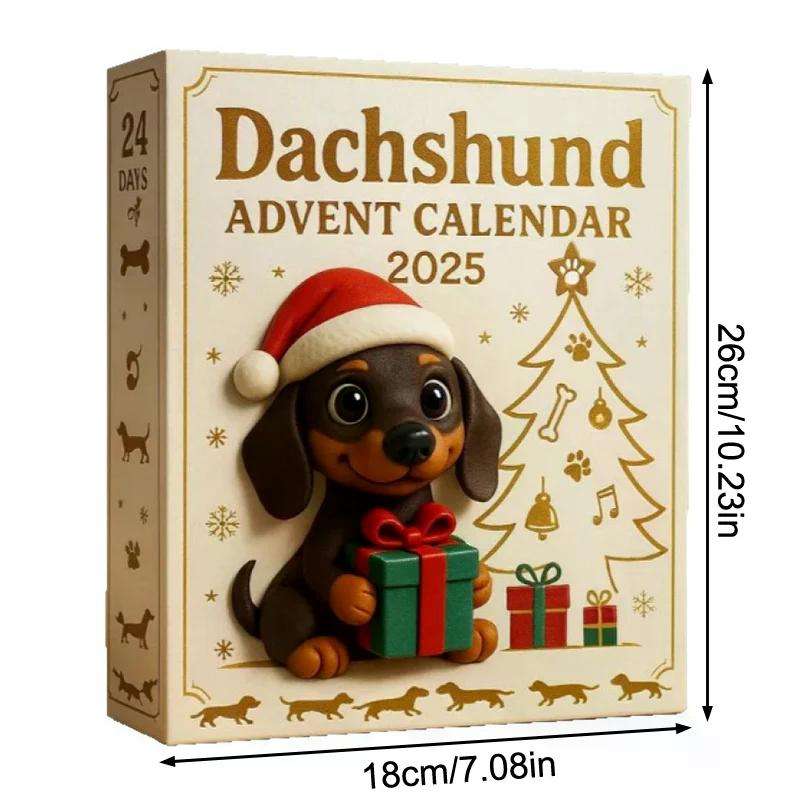 2025 Dachshund Advent Calendar,24 Days Christmas Countdown Calendar Acrylic Cute Dachshund Holiday Tree Décor For Dog Lovers