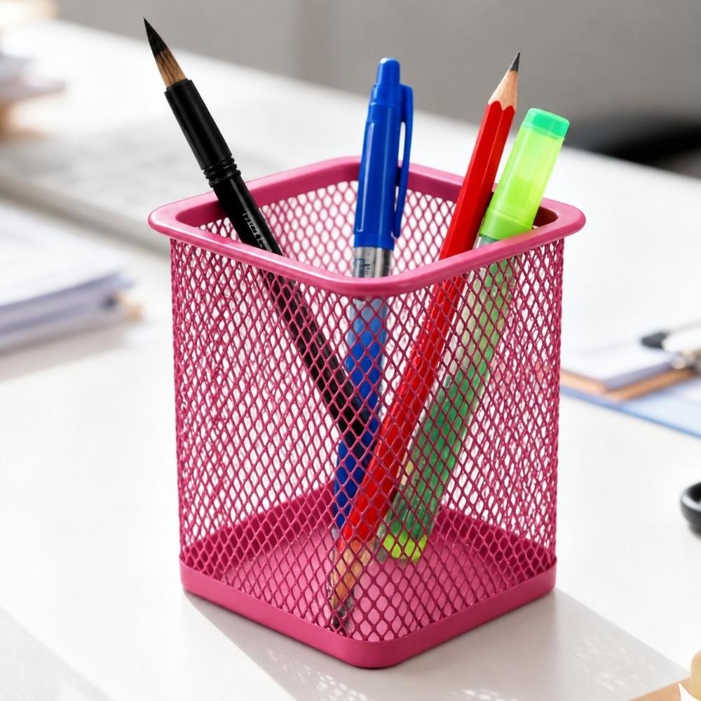 2 Pcs Square Shape Storage Bucket Solid Structure Square Storage Tube Desk Container Office Desktop
