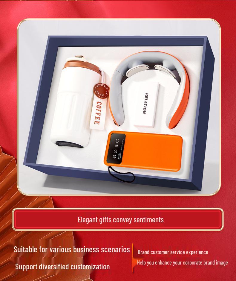 Customized Business Gift Set: Coffee Cup & Power Bank for Company Events