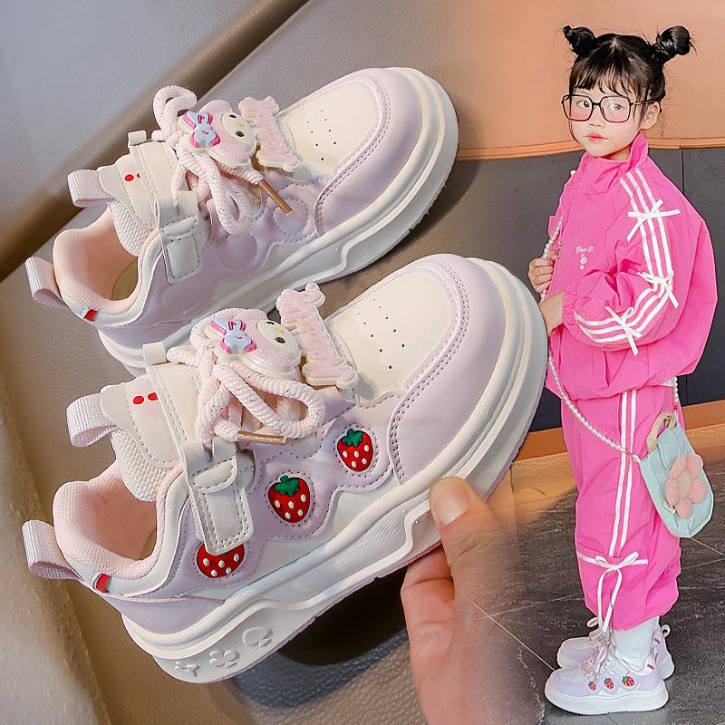 Spring New Cute Fashion Versatile Leather Soft Bottom Non-slip Girls Sports Shoes
