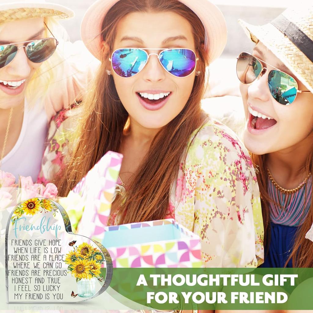 Spiareal Gift for Friend Friendship Women Friend Friendship Birthday Cheer up Gift Acrylic Heart Butterfly Keepsake Paperweight for Home Office Table