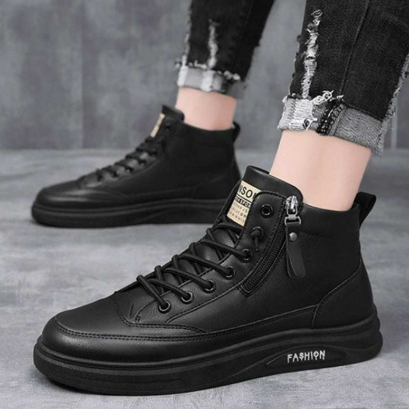 Mode Freizeitschuhe Mode Bequem Weiches Leder Mid-Top Sneaker Luxus Wasserdicht Herrenstiefel Business Outdoor Arbeitsstiefel Herrenschuhe