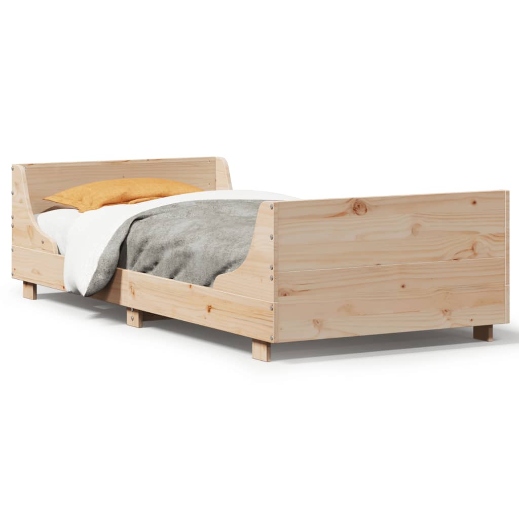 Solid Wood Bed Frame without Mattress 75 x 190 cm Pine Wood