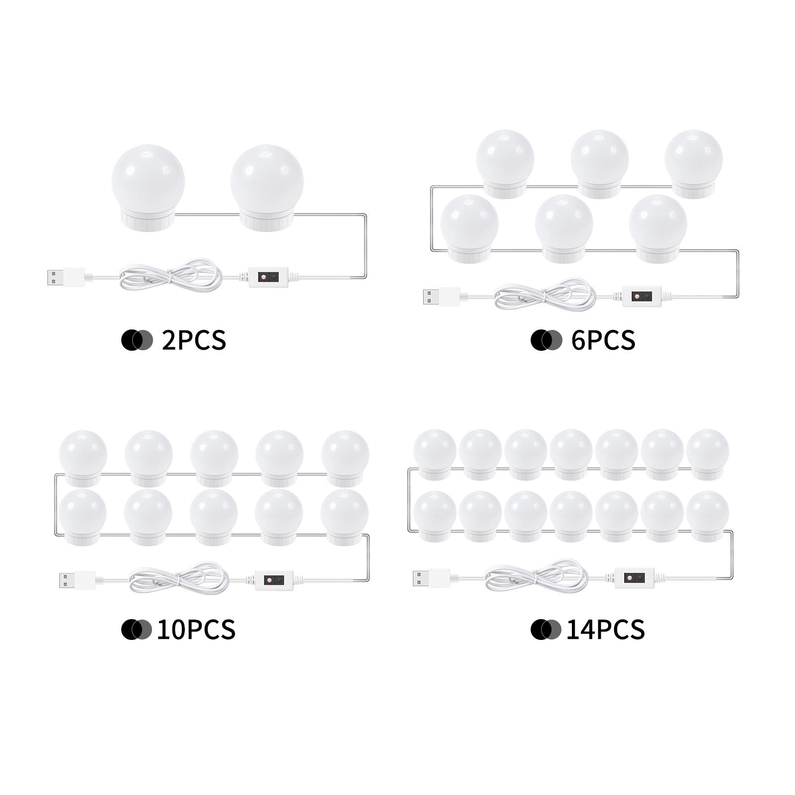 

14 PCS LED Makeup Mirror Lights Control Vanity Mirror Lights Bathroom Mirror Light with 1.5m USB Cable LED Strip Lights