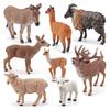 Animal Figurine Simulation Donkey Alpaca Red Deer Sheep Animal Model Toys Desktop Ornament Gift for Home