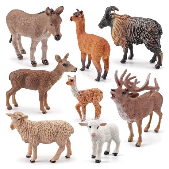 Animal Figurine Simulation Donkey Alpaca Red Deer Sheep Animal Model Toys Desktop Ornament Gift for Home