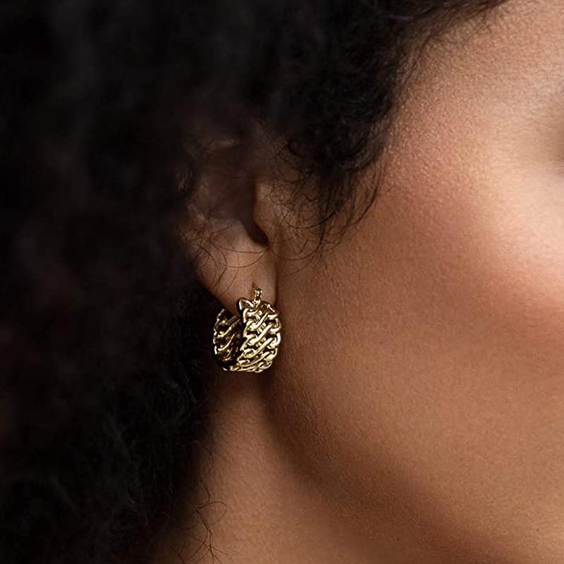 

Женские серьги-кольца в форме металлической цепочки Huitan, современные модные женские серьги, аксессуары для девочек 2000 года, универсальные эффектные украшения