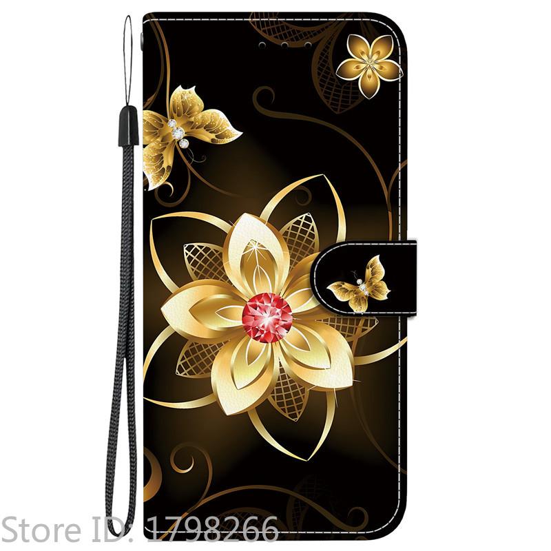 Elegante Portafoglio Colorato con Fiore Custodia per Telefono per Samsung Galaxy A27 5G SM-A276 A 27 Copertura in Pelle Flip Magnetica Carino Modello 3D Capa