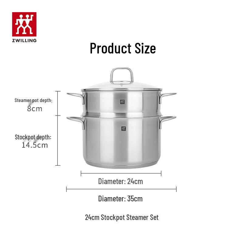 Zwilling Nova Plus 24cm Stainless Steel Soup Pot with Steamer