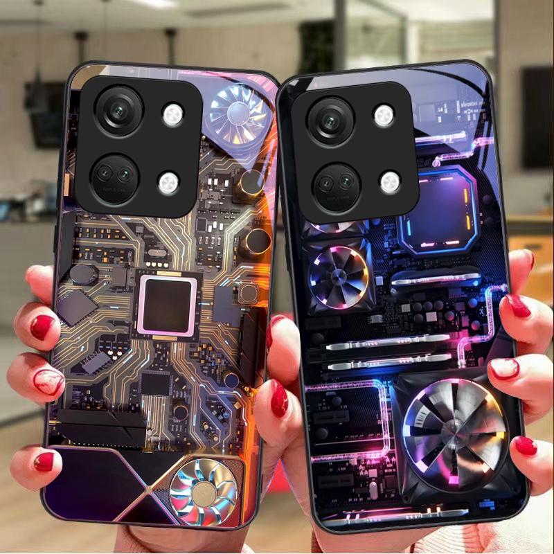 Element Komputerowy Dla OnePlus Nord 3 5 6T 7 Pro 8 12 10T Reno8 Lite 5G 10R Nord N30 Twarda Skorupa Szkło Hartowane Etui na Telefon Czarne