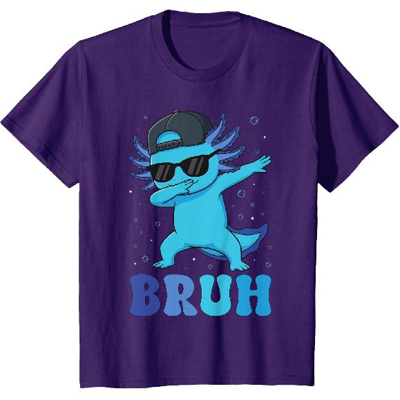 Bruh Dabbing Axolotl Funny Mens Kids Boys Teens Axolotls T-Shirt