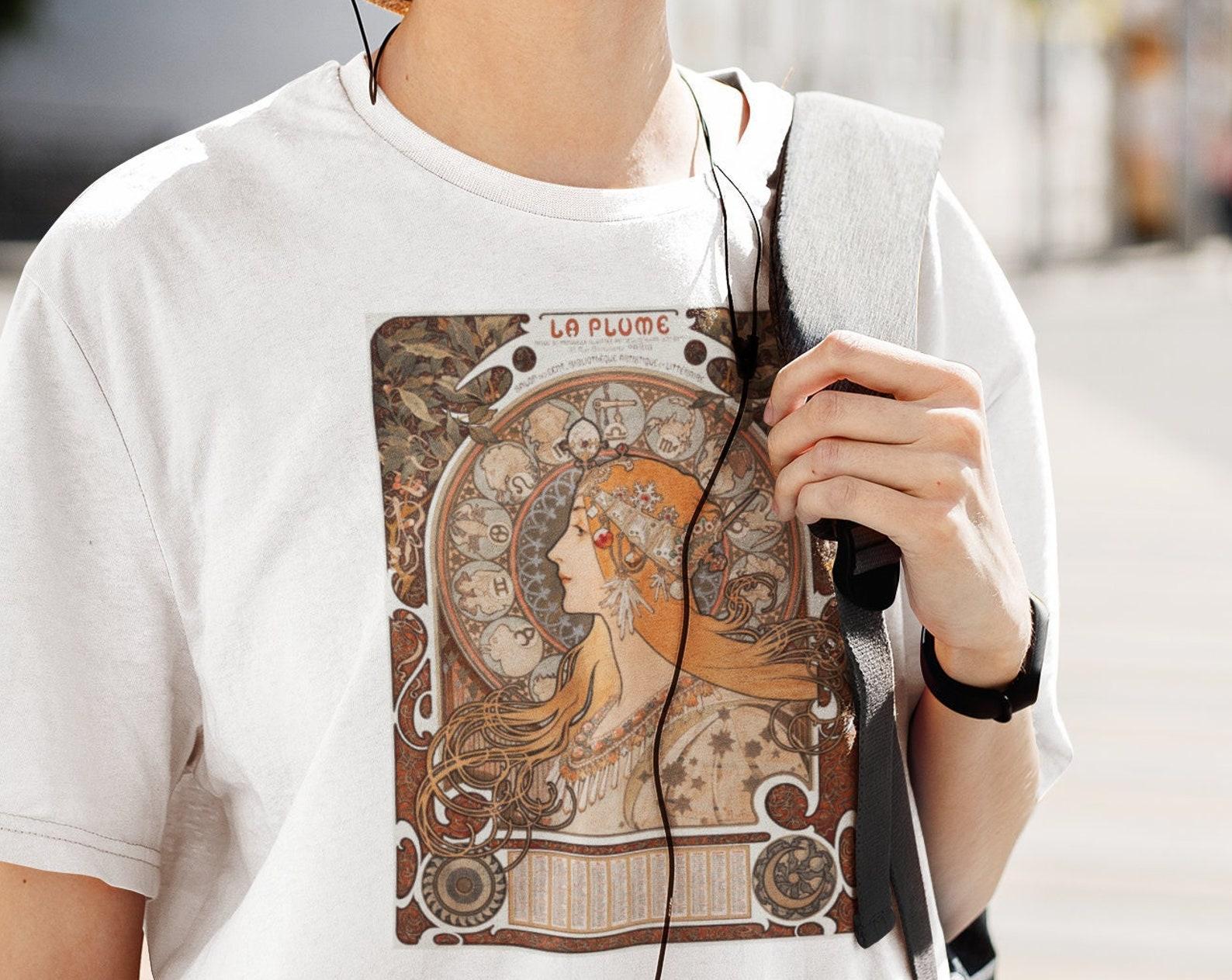 La Plume T-Shirt, French Vintage Art T-shirt Nouveau Poster Shirt, Gift for artist Art print shirt, Art lover gift, Goth T-shirt M