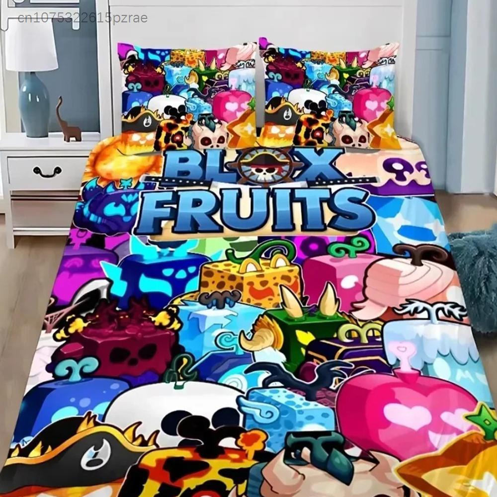 B-Blox F-Fruits Game Bedding Set 3D Cartoon Duvet Cover Set Soft Skin-Friendly Single Double King Size For Kids Birthday Gift
