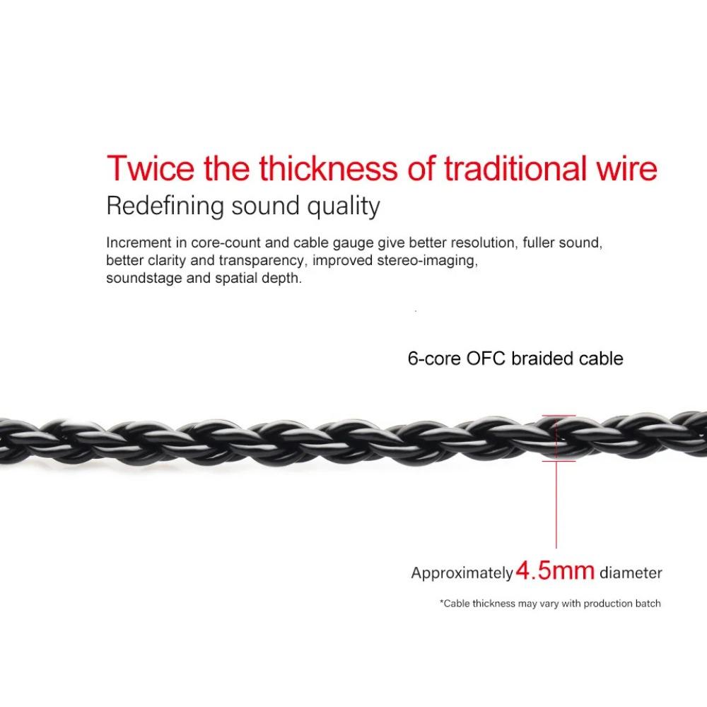 TRN A3 6-adriges Ohrhörerkabel, hochreines Kupferkabel mit 3,5 mm MMCX/2Pin TRN V90 V30 V80 TRN MT1 VX PRO Kirin MT3 ST5 BAX