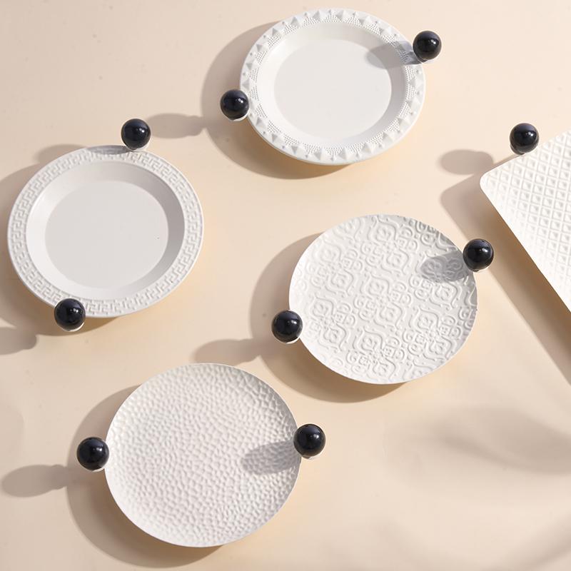 Black and White Square Round Tray