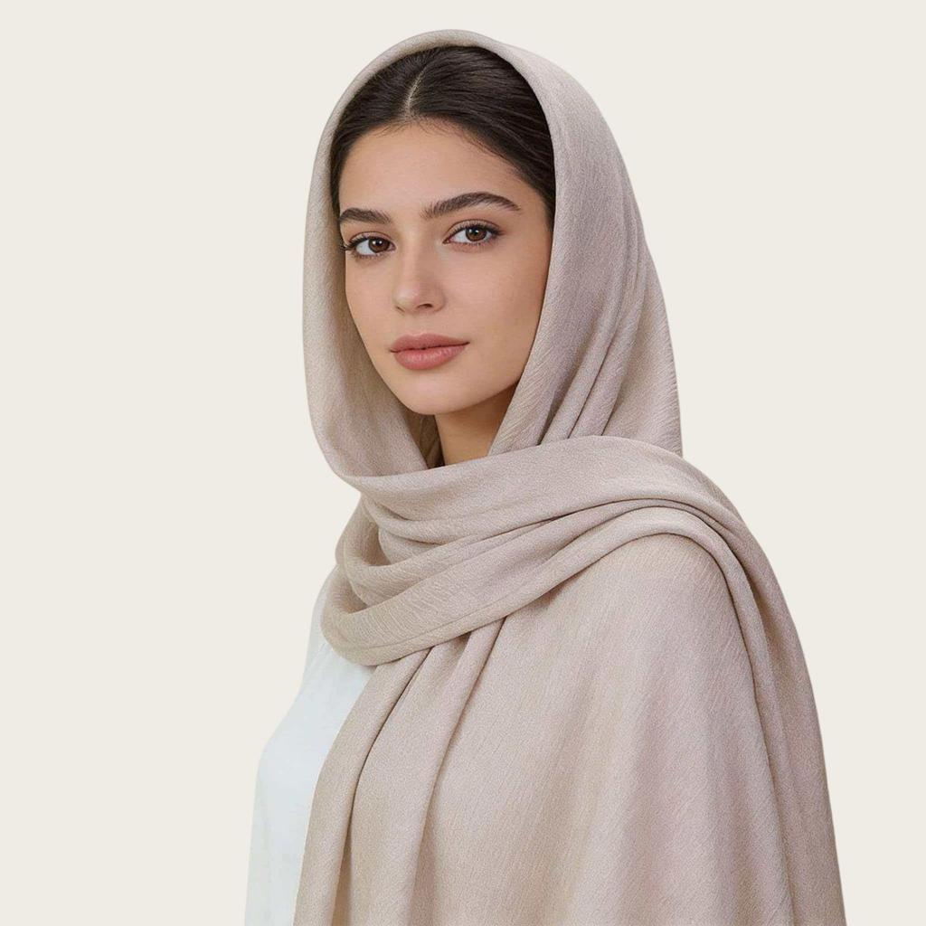 High-Quality Ethnic Style Pressed Wrinkle Square Scarf - Solid Pure Color