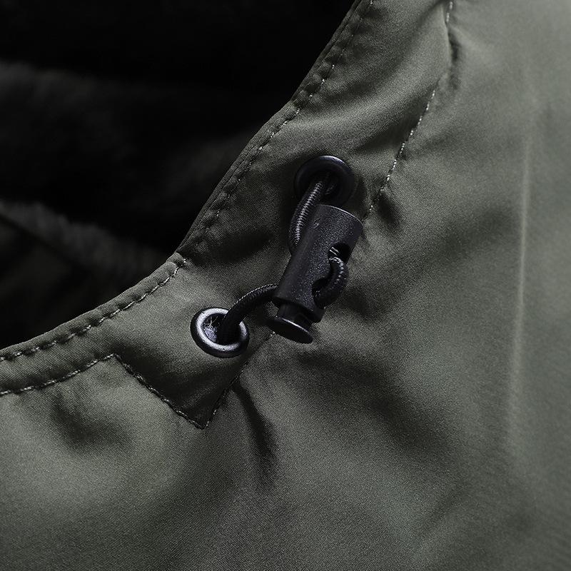 Men's Mid-Length Plus Velvet Thick Cotton Winter Jacket
