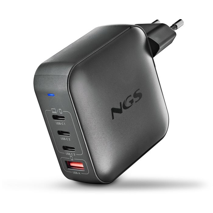 NGS BUD 165W : GaN Chargeur Mural Universel 165W Avec 4 Ports : 3 USB-C+1 USB-A. Chargement Rapide. Grande Compatibilité. Charge Sim