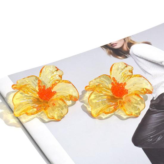 1 Pair Women Earrings Transparent Flower Shape Acrylic Earrings Lightweight Stud Earrings Jewelry Gift
