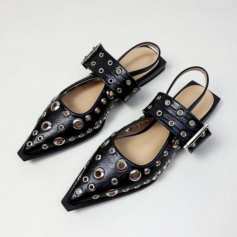 

Модные Роскошные Дизайнерские Туфли с Пряжкой Женские Балетки Сандалии Женская Обувь с Острым Носком Модные Металлические Женские Балетки Сандалии Обувь Большой Размер 43 35 чёрный