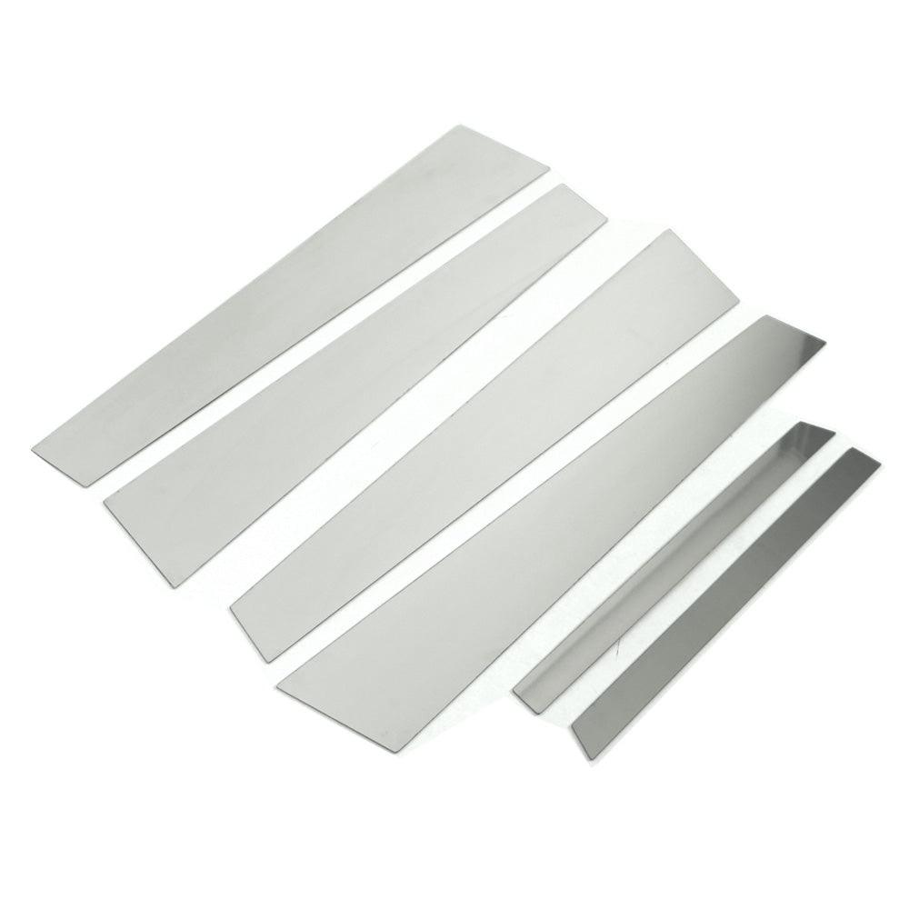 6 Stück Carbon-Faser-Auto-Schwarz-Säulenpfosten-Außenaufkleber-Zierabdeckung Passend für Mercedes-Benz S-Klasse W221 Hochglanz-Silber