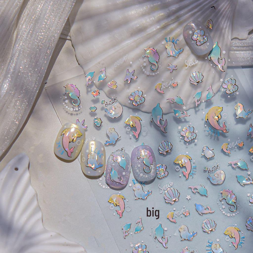 Tomoni 3D Dreamy Whale Metal Nail Stickers for Kids