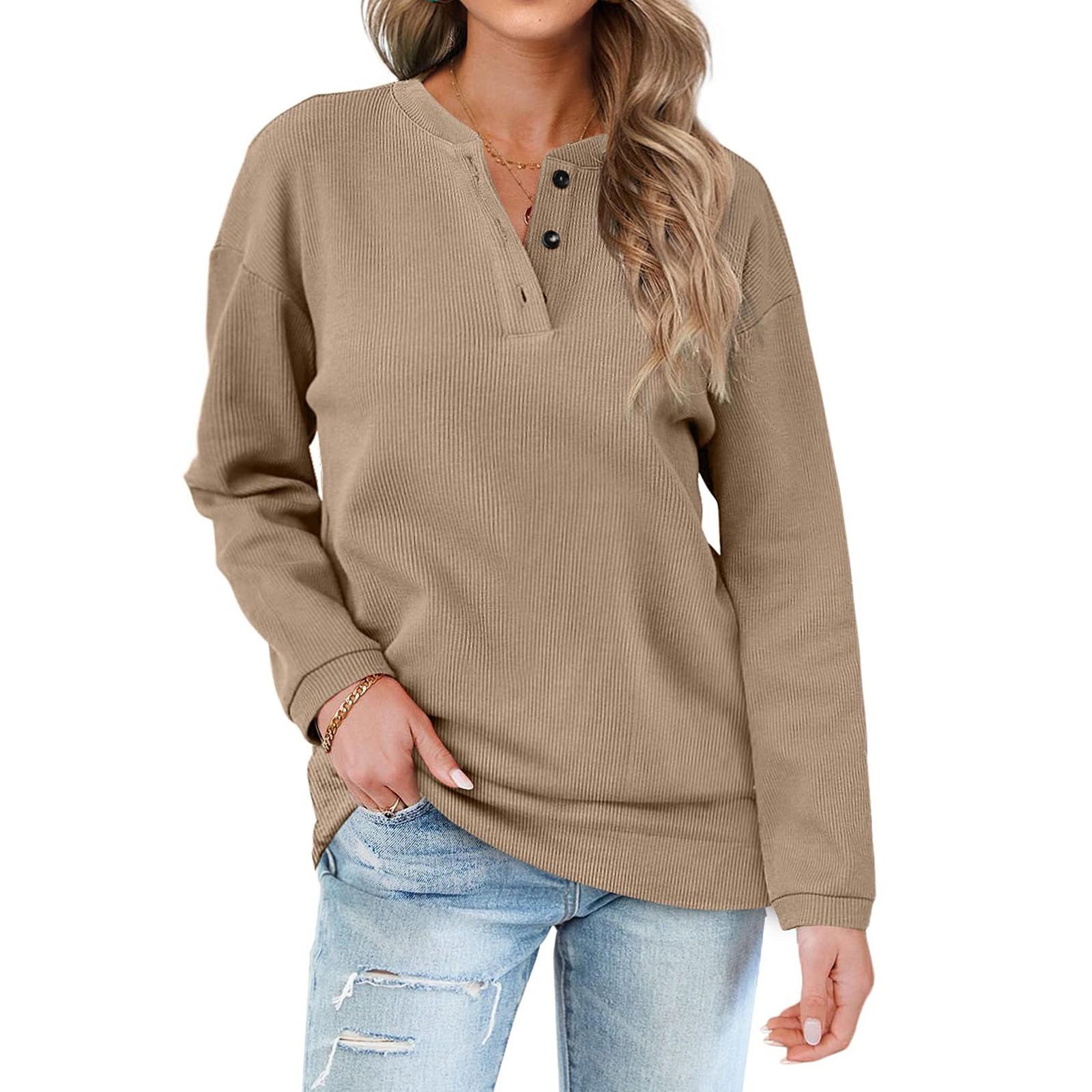 

Женские повседневные толстовки, туники на пуговицах с длинными рукавами, топы S коричневый