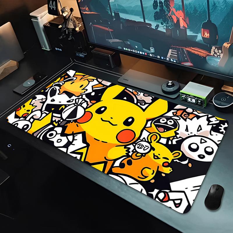 Mouse Pad Pikachu eSports Gamer Players Speed Rubber Game Extended Desk Mat XXL Lock Edge Mousepad Nonslip Keyboard Mat