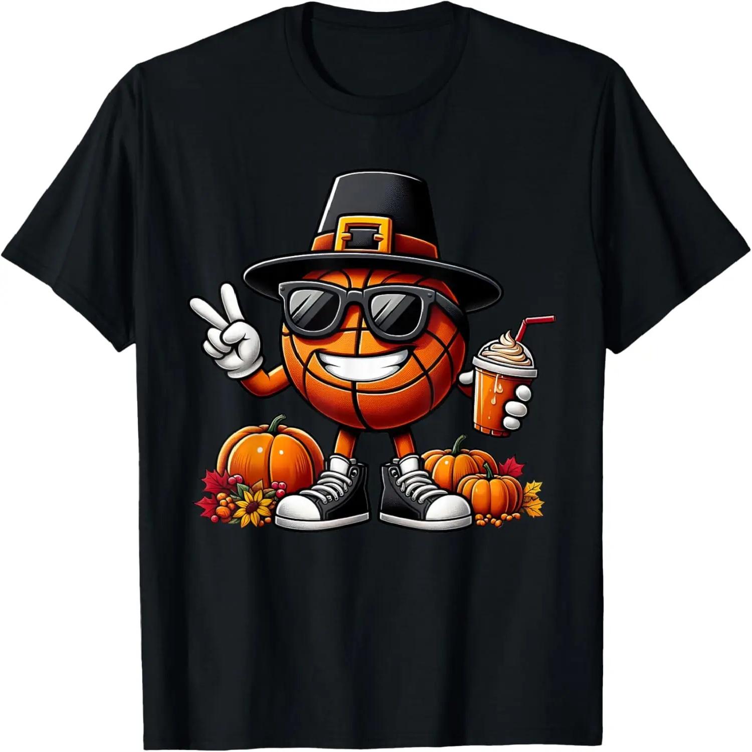 

Autumn Pumpkin Fall Basketball Thanksgiving Womens Mens Kids T-Shirt XXXXXL чорний