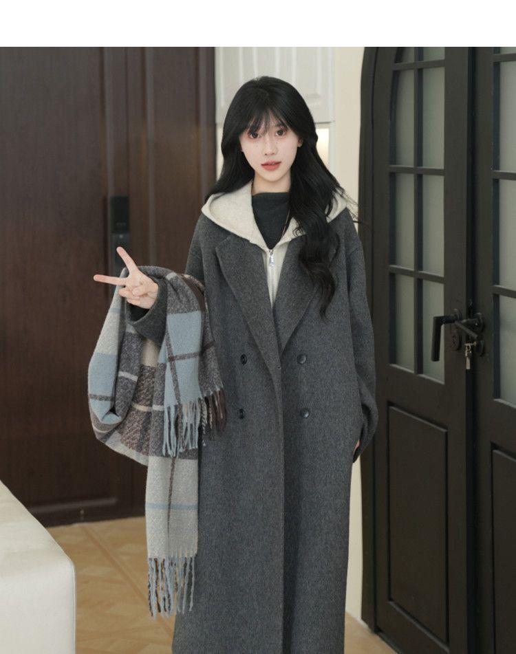 Korean-Style Double-Sided Wool Coat: Elegant, Versatile, Loose-Fitting, Long Women's Outerwear for Autumn and Winter