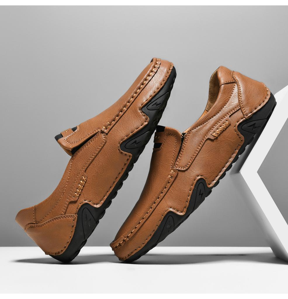 Fashion Casual Leather Man Loafers Comfy Summer Slip on Footwear Breathable Men Leisure Walk Driving Shoes Moccasins Non-Slip Boat Flats